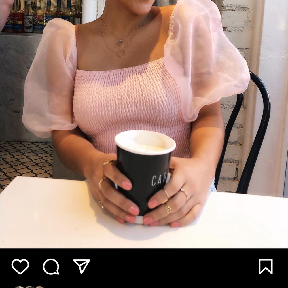 Peplum sleeve top, light pink, size s